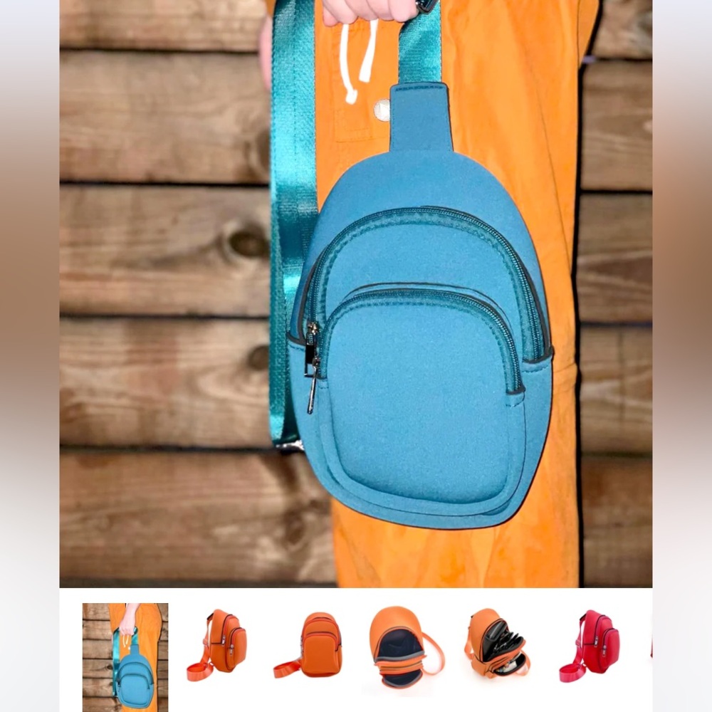 K Carroll Shelly Teal sling crossbody bag - Picture 3 of 10